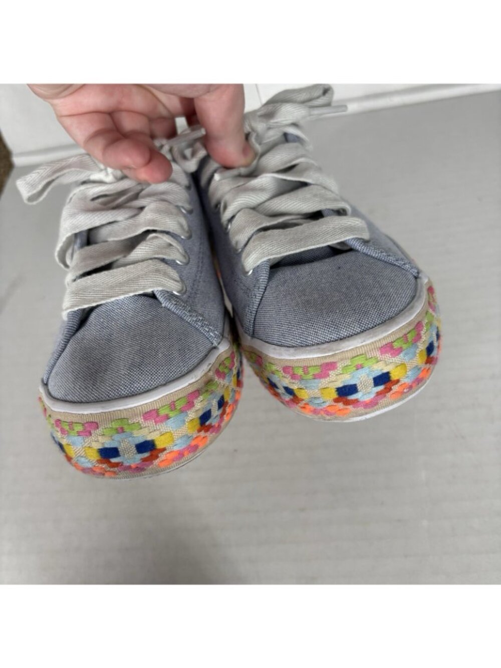 Keds Women 6 Blue Aztec Geo Embroidered Triple Kick Canvas Platform Sneakers - Picture 7 of 13
